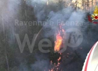 Casola Valsenio incendio di grandi dimensioni nel bosco, i vigili del Fuoco al lavoro per contenere l’incendio