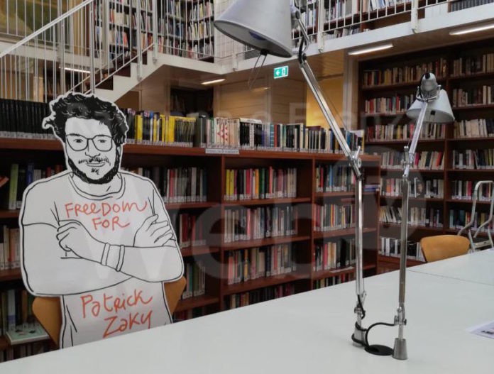 La sagoma di Patrick Zaki nel centro Venturini