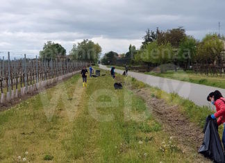 I volontari della Consulta e dell’associazione Bizzuno Insieme ripuliscono il fosso di via Tomba