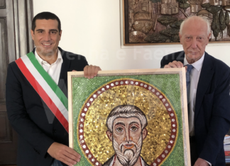 Ravenna dona un Sant’Apollinare in mosaico a Mattarella in occasione del suo compleanno, il 23 luglio