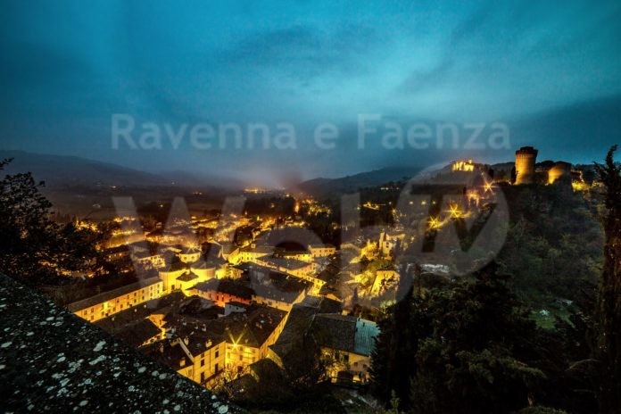 night view of castle on hilly countryside