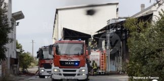 Incendio in un capannone a Conselice