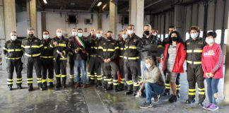 Il sindaco e presidente della Provincia di Ravenna Michele de Pascale in visita al comando provinciale di Ravenna dei Vigili del fuoco