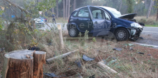Grave incidente questa mattina. Auto esce di strada e centra un pino tagliato. Conducente trasportato al Bufalini