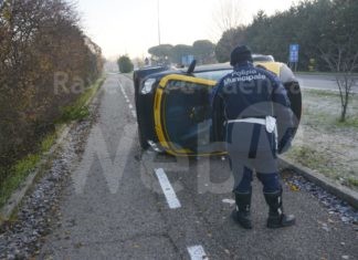 Strada ghiacciata auto si ribalta sulla ciclabile di via Canale Molinetto. Ferita donna lievemente