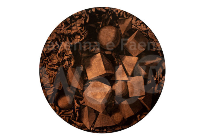 Affiorano , pigmento su disco di rame, diametro 100, 2019. (1)