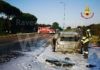 Auto improvvisamente a fuoco: il conducente riesce a mettersi in salvo e a chiamare i Vigili del Fuoco
