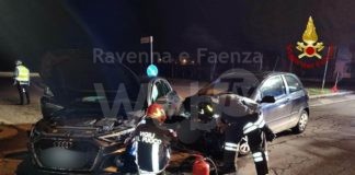 Incidente stradale a Cotignola, due feriti. Intervengono i Vigili del Fuoco