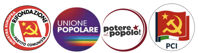 Schermata Unione Popolare, Potere al Popolo, Partito della Rifondazione Comunista ,Partito Comunista Italiano