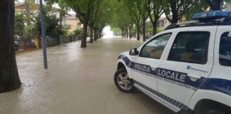 Strada Provinciale Lughese SP4 allagamento della sede stradale e dei campi circostanti