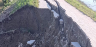 Crolla l’argine, chiusa la ciclovia del Senio