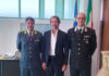 Camera di Commercio: il Presidente Giorgio Guberti saluta il Comandante De Donno e il Comandante Mercatili