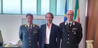 Camera di Commercio: il Presidente Giorgio Guberti saluta il Comandante De Donno e il Comandante Mercatili