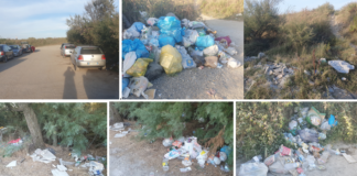 Ancisi (LpRa): Zona della spiaggia libera a nord della foce dei fiumi Uniti. Ridotta a discarica rifiuti