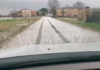 Grandine mista neve fra Bagnacavallo e Russi: strade e campi imbiancati