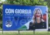 Il 25 aprile imbrattati i cartelloni elettorali in viale Randi di Giorgia Meloni
