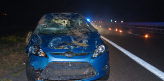 Scontro nella notte in autostrada: auto si cappotta