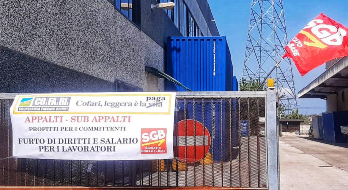 Striscione SGB assemblea sindacale