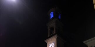 Massa Lombarda: la Torre dell’Orologio illuminata di blu per la Giornata del Diabete