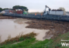 La piena del Lamone a Mezzano mentre le ruspe liberano il ponte dal legname