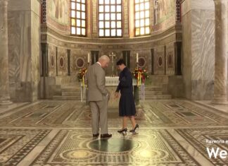 Carlo visita San Vitale e completa il mosaico dell’Accademia di Belle Arti