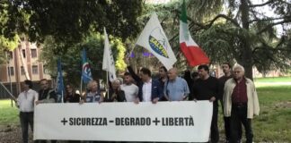 “Più sicurezza, meno degrado, più libertà”: presidio della Lega ai Giardini Speyer