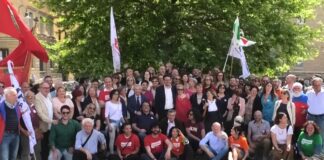 La colazione di centrosinistra a sostegno del candidato sindaco Alessandro Barattoni si presenta