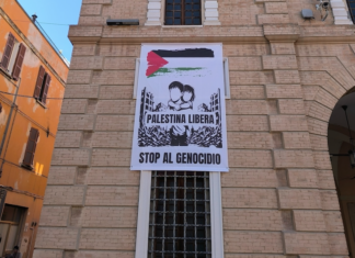“Palestina libera. Stop al genocidio”: striscione in municipio a Castel Bolognese