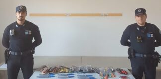 Abusivo al mercato vende strumenti atti ad offendere. La Polizia Locale lo denuncia e gli sequestra 184 coltelli.