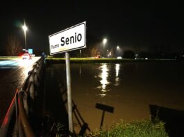 Cotignola ore 22,00 fiume Senio, superata la soglia rossa siamo a 15,75m