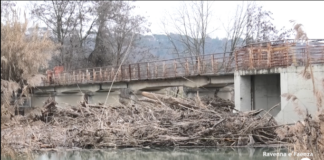 Catasta di legno si accumula alla chiusa di Errano