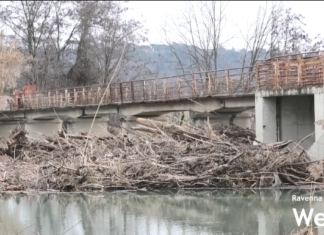 Catasta di legno si accumula alla chiusa di Errano